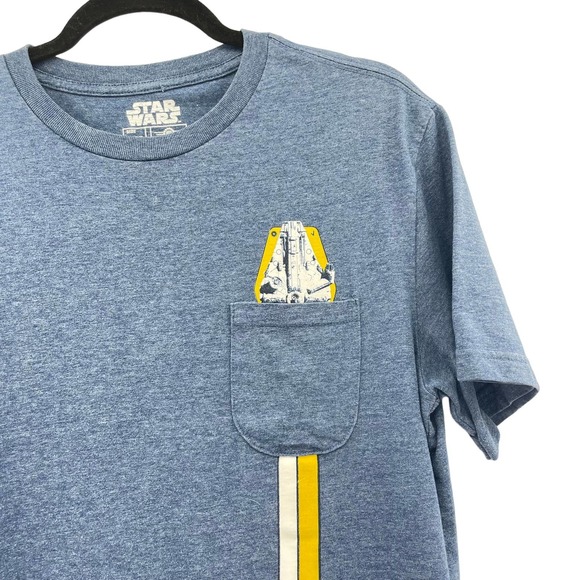 Star Wars Men Front Pocket Round Neck Short Sleeve T Shirt - Picture 2 of 5